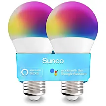 Lâmpada LED Colorida Inteligente Wi Fi, Controle de Voz, 480LM, 6W, 2 Un, SUNCO LIGHTING, Rosa