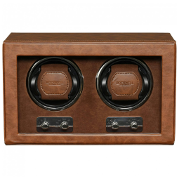 Caixa, Estojo Rotativo Automático para Relógios, 2 Lugares, ROTHWELL, Marrom