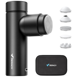 Massageador Pistola Elétrico Profissional Sem Fio 6 Acessórios, MERACH, Vermelho