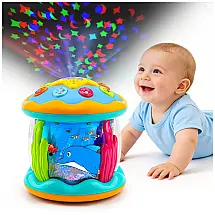 Brinquedo musical projetor oceano giratório Tsomtto desenvolvimento sensorial luz e som para bebês