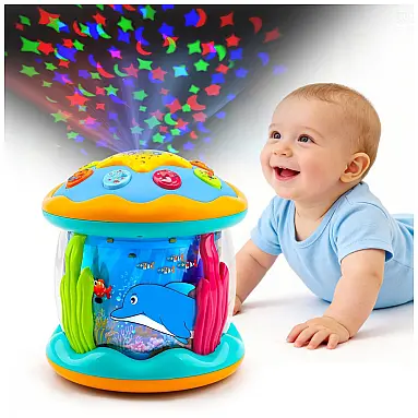 Brinquedo musical projetor oceano giratório