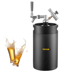 VEVOR Chopeira Portátil 8L com Torneira e Regulador de CO2, Aço Inoxidável, Preta