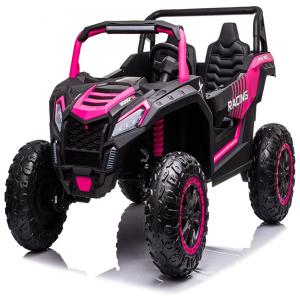 Sopbost Carro, Carrinho Elétrico 2 Assentos 12V, com Luzes de LED, MP3, Rosa