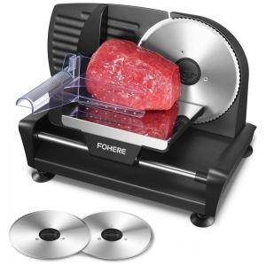 Fatiador de Frios Elétrico com Lâmina de Aço Inoxidável, 200W, 110v, FOHERE, Preto