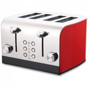 LUNAFJ Torradeira Elétrica de 4 Fatias com 7 Níveis de Tostagem, 1350W 110V, Vermelha