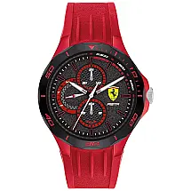 Relógio masculino de quartzo Pista com pulseira de silicone, SCUDERIA FERRARI 0830723, Vermelho