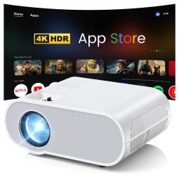 Projetor Google TV HOMPOW HD 4K com WiFi e Bluetooth - Certificado Oficialmente pela Netflix, Projetor Outdoor para Cinema em Casa