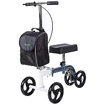 Andador 4 Rodas com Cesta e Apoio para Joelho Ideal para Lesões Suporta 136kg, e, ELENKER, Azul