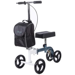 Andador 4 Rodas com Cesta e Apoio para Joelho Ideal para Lesões Suporta 136kg, e, ELENKER, Azul