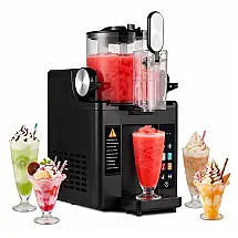Máquina de Slush Raspadinha Nlcezreol 2-em-1 Frozen 1,5L 4 Programas Auto Limpeza Preta