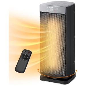 Aquecedor Elétrico de Cerâmica com Controle Remoto e Temporizador, 1500W 110V, Kopbeau, Preto