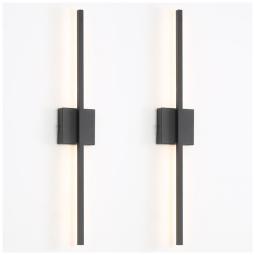 Conjunto de Luminária de Parede com Fio, 2 Peças e Estilo Moderno para Banheiro, Sala de Estar e Quarto, Bivolt 12W, Fengkiop BD1001, Preto
