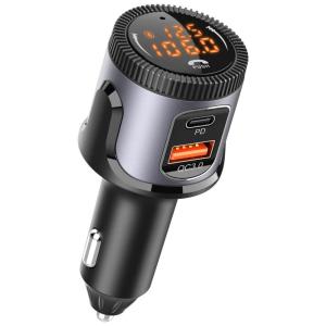 Adaptador Transmissor Veicular Bluetooth Veicular com USB, AYNCER, Preto