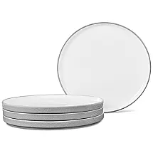 Conjunto de Pratos para Jantar com 4 Peças, Formato Redondo, Material de Porcelana e Designer Minimalista, Noritake G008-206D, Cinza
