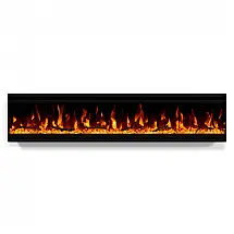 Lareira Elétrica de Embutir A34x127L cm com Estrutura Ultrafina, Controle Remoto e Digital, 110V 1500W, Burutpike EF2030