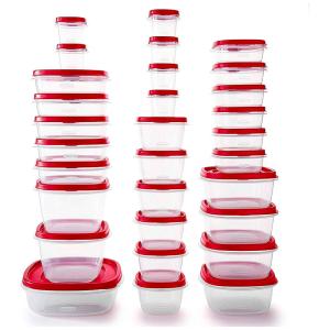 Potes para Alimentos, Capacidade Variada, Quadrado 30 Unidades, RUBBERMAID 2063701, Vermelho