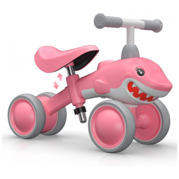 Bicicleta sem Pedal Infantil Tubarão com 4 Rodas para Crianças de 1 a 4 Anos, WDMIYA LD 1025, Rosa