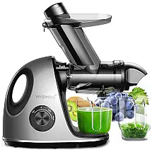 Espremedor de Frutas com Calha de 7 Centímetros de Largura, Função Reversa e Motor Silencioso, Vividmoo ZM1525, Cinza