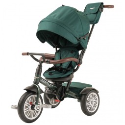 Triciclo Infantil 6 em 1, Oficialmente Projetado pela Bentley com Cobertura e Alça para os Pais, POSH BABY KIDS, Verde