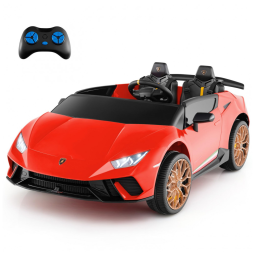 Carro Elétrico Infantil Lamborghini Licenciado 24V, 4WD, 2 Lugares, Controle Remoto, Luzes LED, Música Bluetooth – Costzon S311, Vermelho