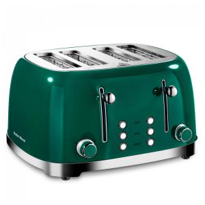 Torradeira Elétrica Retrô 4 Fatias em Aço Inoxidável com 6 Níveis de Tostagem e Slot Extremamente largo, 800W, Roter Mond, Verde