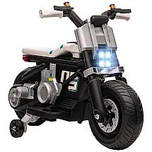 Moto Elétrica Infantil 6V 3 Rodas com Sons e Luzes, para Crianças de 3 a 5 Anos, AOSOM, Preta
