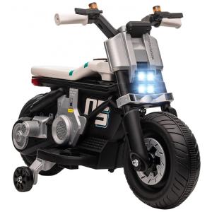 Moto Elétrica Infantil a Bateria 6V 3 Rodas com Sons e Luzes, Idade Rec 3 a 5 Anos, AOSOM, Preto