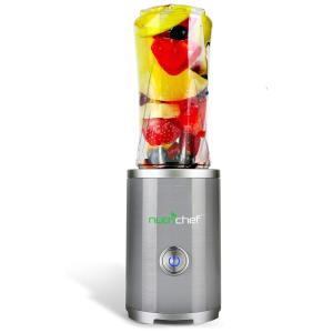 Liquidificador Portátil 300mL, com USB, 110v, NUTRICHEF NCBL100RC, Prateado