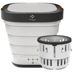 Mini Máquina de Lavar Portátil 1 KG Dobrável com Cesto de Drenagem, Bivolt, GENESIX, Branca