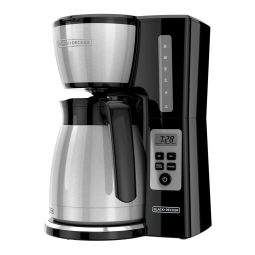 Cafeteira Térmica Programável 12 xícaras com Tecnologia VORTEX, 110V 800W, BLACK DECKER CM2046S, Prata e Preto