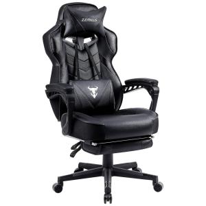 Zeanus Cadeira de Escritório Gamer Ergonômica e Ajustável com Apoio Lombar, Preta