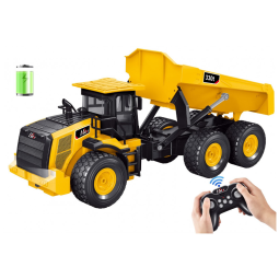 Caminhão Basculante de Controle Remoto 9 Canais Escala 1:18, Brinquedo de Construção Poderoso, com 6 Rodas, KIDDITOY