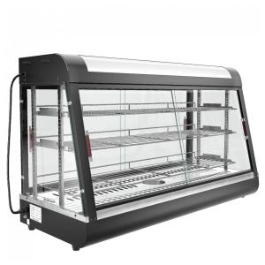 Expositor Aquecido Comercial 122 cm Anpuce Preto 3 Prateleiras LED Portas Correr Ajustável Removíveis 2000W