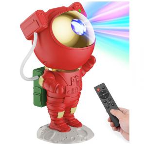 Projetor de Luzes de Natal Mooyran Astronauta Galáxia Vermelha para Uso Interno, Decoração Festiva de Natal, Luzes Românticas para Quarto