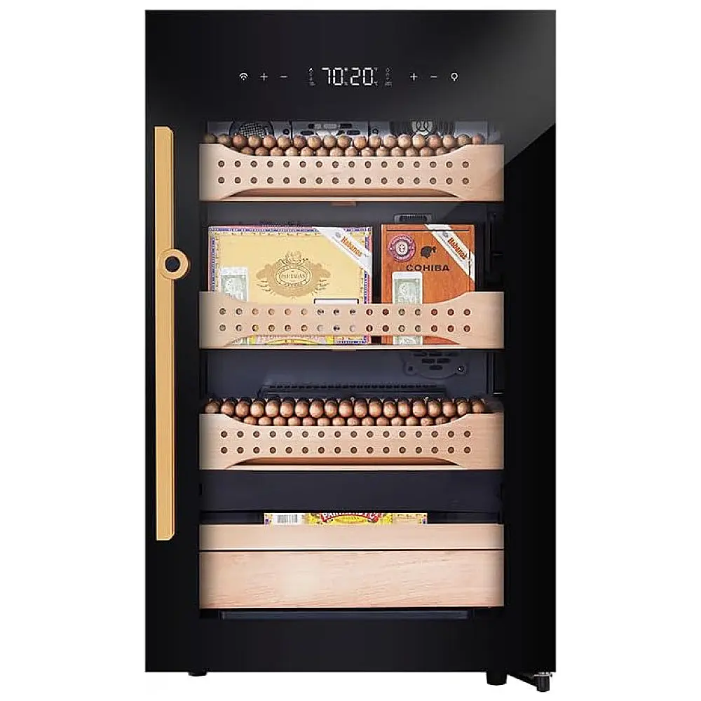 Humidor Eletrônico Afidano 850 Charutos Preto Sistema Refrigeração Gavetas Cedro Espanhol 110V — foto 2