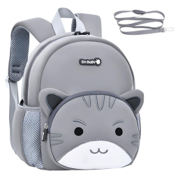 Mochila infantil neoprene gato 3D Padgene com guia de segurança 30 cm