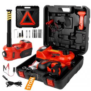 Kit Macaco Elétrico 5 Toneladas 12V com Chave de Impacto e Bomba Infladora de Pneus - Portátil e Hidráulico para Troca de Pneus de