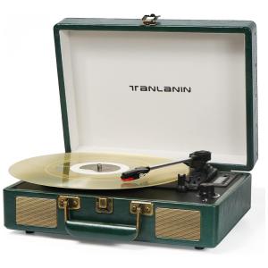 Toca Discos Portátil com Bluetooth, Alto Falantes Embutidos e Vinil LP com Gravação USB SD RCA AUX, TANLANIN, Branco