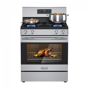 Fogão a gás profissional 76cm Empava inox forno 4,8 cu.ft convecção 4 queimadores profundos grelha contínua 136L 110V