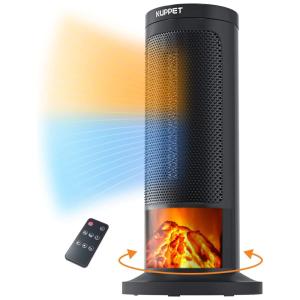 Aquecedor Elétrico de Cerâmica com Chamas Realistas, 3 Modos 1000W, 1500W, 110V, KUPPET, Preto