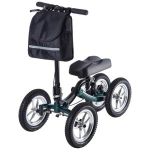 Andador 4 Rodas Dobrável com Cesta e Apoio para Joelho Ideal para Lesões Suporta 136kg, ELENKER, Verde