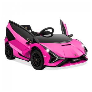 Carro, Carrinho Elétrico Infantil a Bateria 12V 1 Assento com 2 Velocidades Luz LED e Sistema de Som, KIDZONE, Rosa