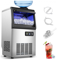 Máquina de Gelo Comercial Zomagas 50 kg/24H Aço Inoxidável Autolimpante 10 kg SKF-ATS40FT 110V