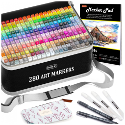 Shuttle Art Kit de Canetas Profissionais com Pontas Duplas e Bolsa para Transporte, 280 Peças, Shuttle Art