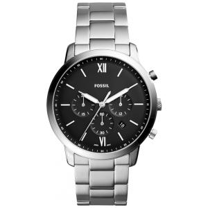 Relógio Masculino Analógico de Quartzo com Pulseira de Aço Inoxidável, Fossil FS5384, Prata e Preto