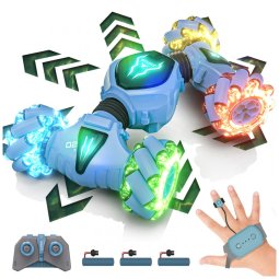 Carrinho de Controle Remoto e Sensor de Gestos 4WD 2,4 GHz com Luzes e Giratório de Dupla Face 360, Tecnock, Azul