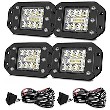 Farol de Milha LED Off Road Luz Branca e Amarela, ATV SUV, 10 a 30V 18W, 4 Un, AUSI, Preto