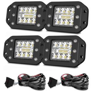 Farol de Milha LED Off Road Luz Branca e Amarela, ATV SUV, 10 a 30V 18W, 4 Un, AUSI, Preto