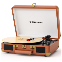 Toca-Discos Vintage Bluetooth com Gravação USB,TANLANIN,