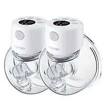 Bomba Tira Leite S12 Dupla Elétrica Portátil com 2 Modos e 9 Níveis de Sucção com Controle Digital, Branca, MOMCOZY, Branco